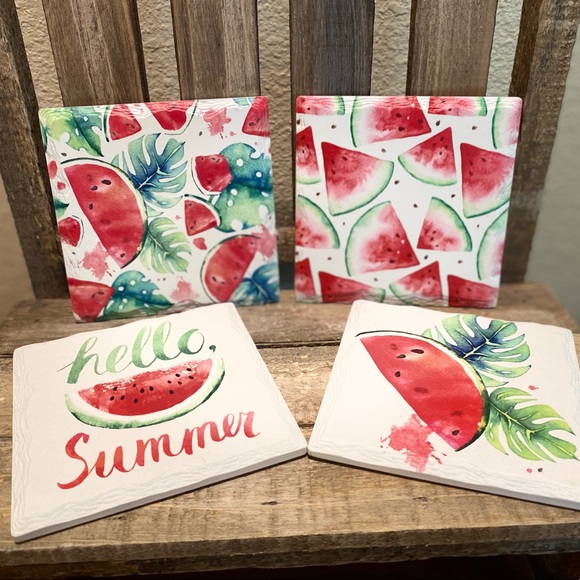 Watermelon Coasters Set of 4, Summer Watermelon Ceramic Square Coasters - Picture 13 of 13